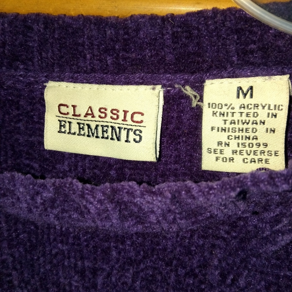 Classical Elements Purple Velour Cable Sweater M - image 3